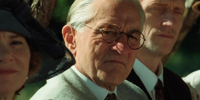 William King Hale (Robert De Niro) sneering at someone in the crowd in Killers of the Flower Moon