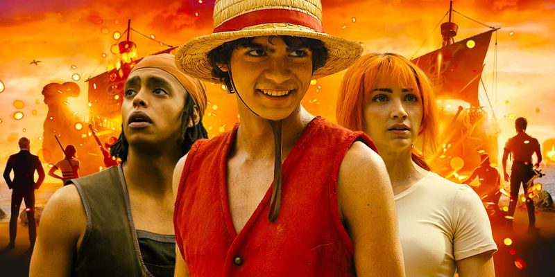 Usopp, Luffy, and Nami in the live-action One Piece