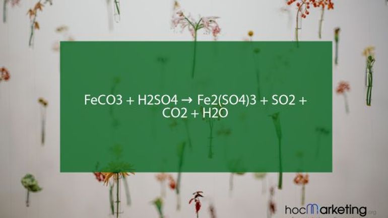 FeCO3 + H2SO4 → Fe2(SO4)3 + SO2 + CO2 + H2O
