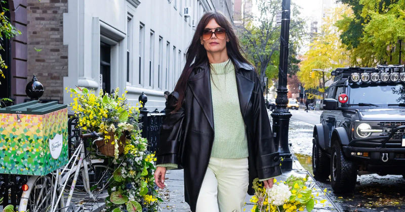 Katie Holmes Flaunts Spring Shades Despite Freezing Weather