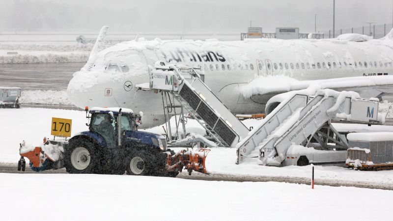 Severe Snowfall Causes Over 700 Flight Cancellations in Southern Germany