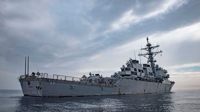 US Warship Reacts to Commercial Ship Attack in the Red Sea