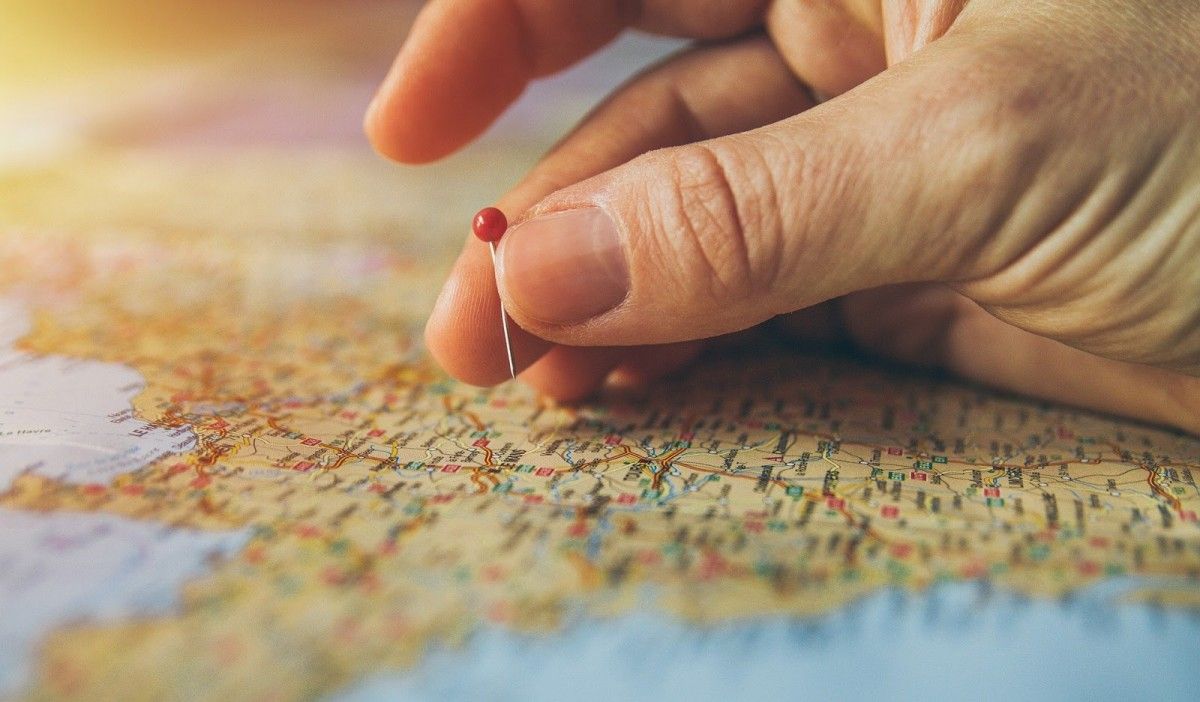 a red pin in a map