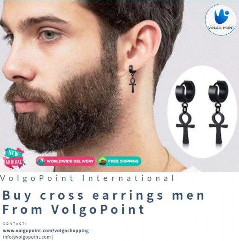 cross earrings men