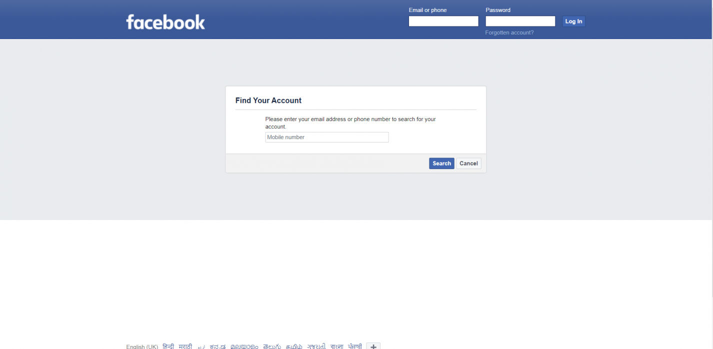 Recover Facebook password