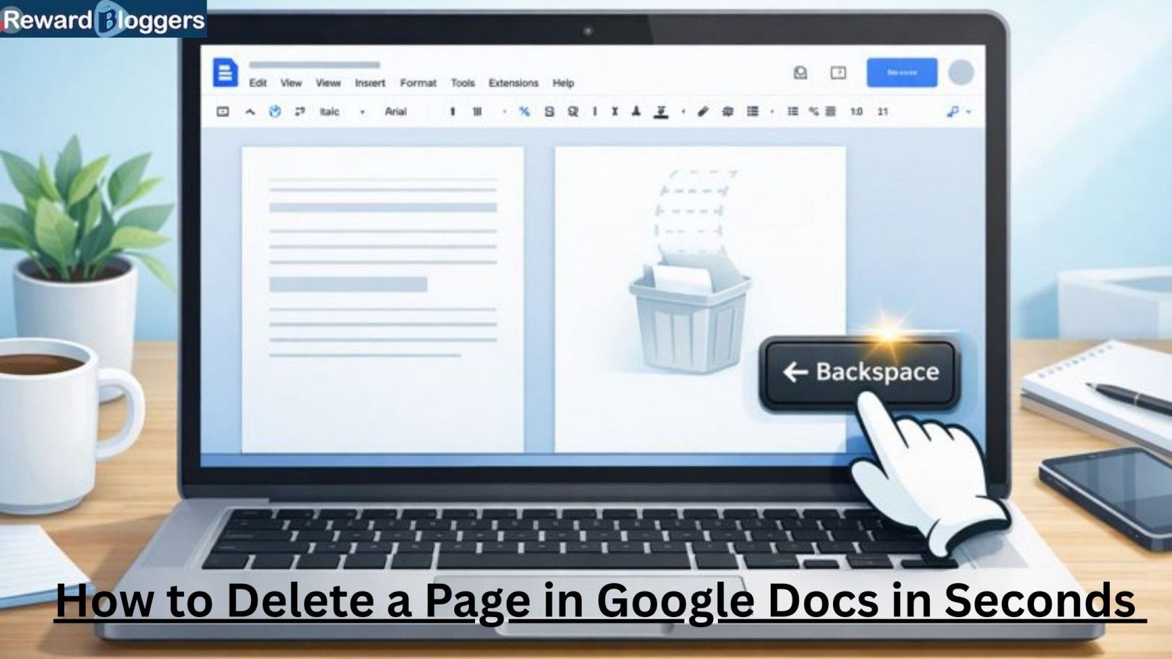 how to delete a page in google docs​