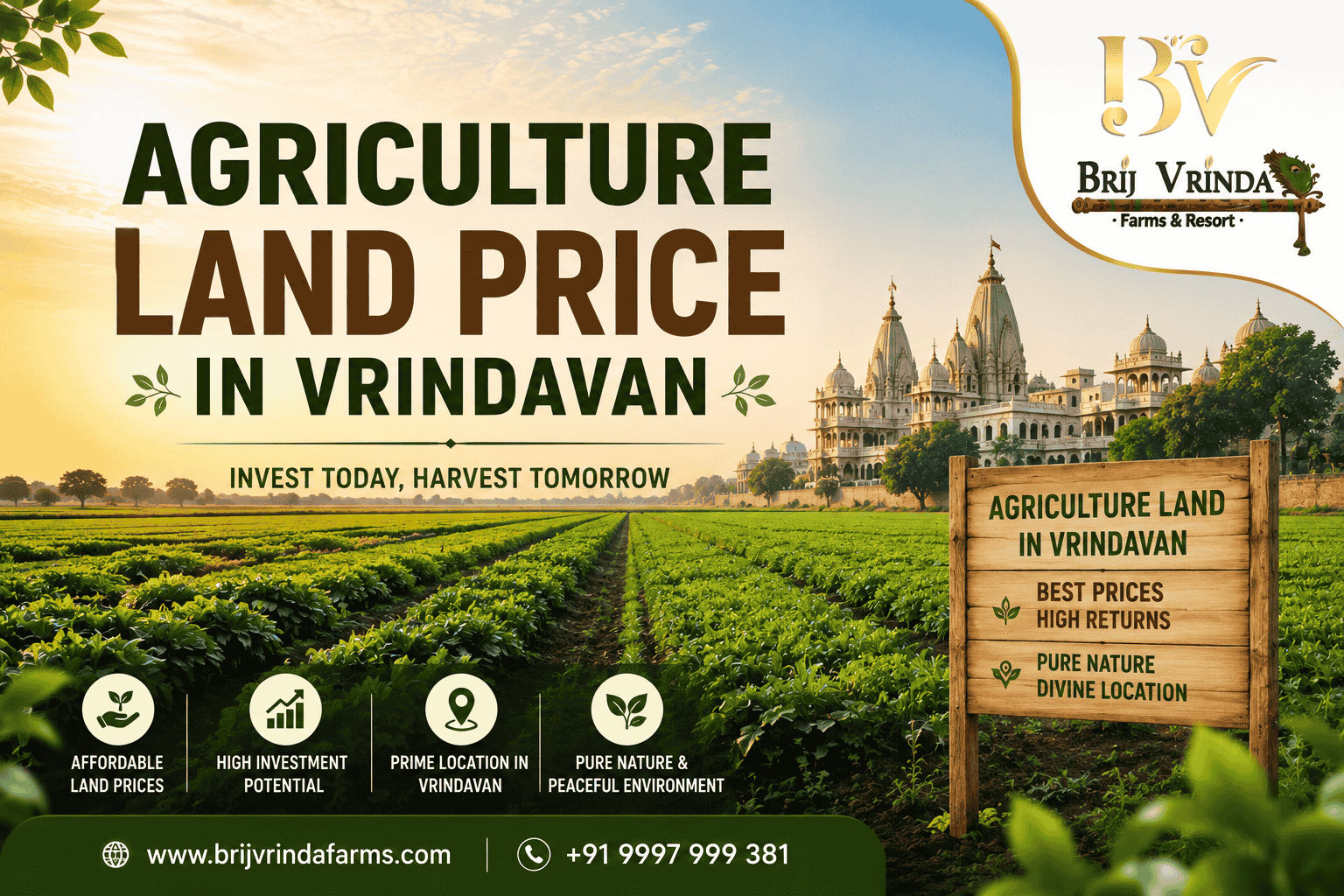 1 Acre Agriculture Land Price in Vrindavan: 2026 Rate Guide