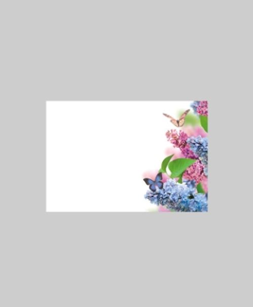 produktbild för Blomsterkort Blomma/Fjäril Blå/Rosa 50/Fpn
