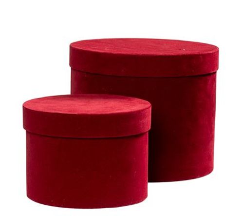 produktbild för Hat Box Rund Velour S/2 d 14-18 h 10-15 Cm x 6