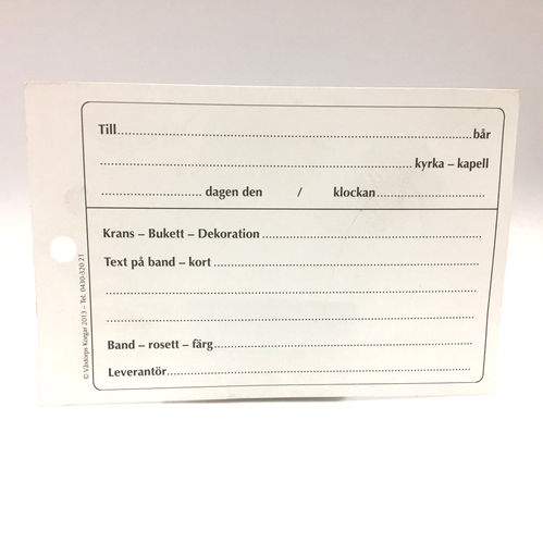 KORT FÖLJEKORT INLÄMNINGSBEVIS