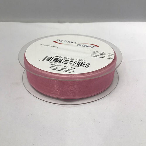 BAND ORGANZA LJUSROSA 15MM 50M