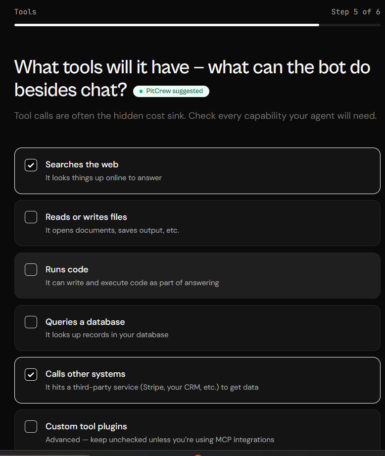 tools selection