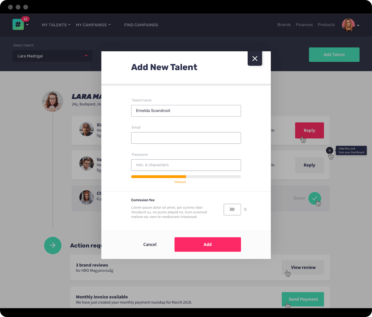 invite your talents in seconds