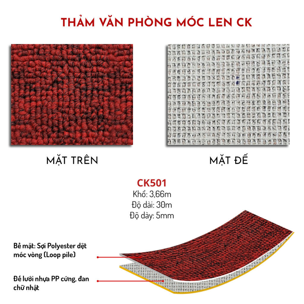 Thảm trải sàn công trình len móc