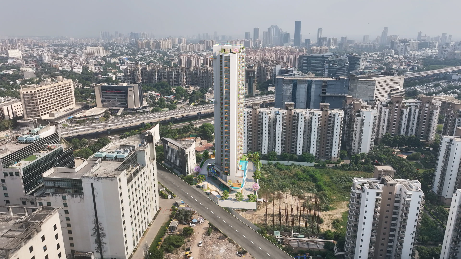 Subh Group & GLS Avenue 81 High-Rise Elevation — Gurugram — 3D Architectural Rendering in Gurgaon by SQUAREI Studio