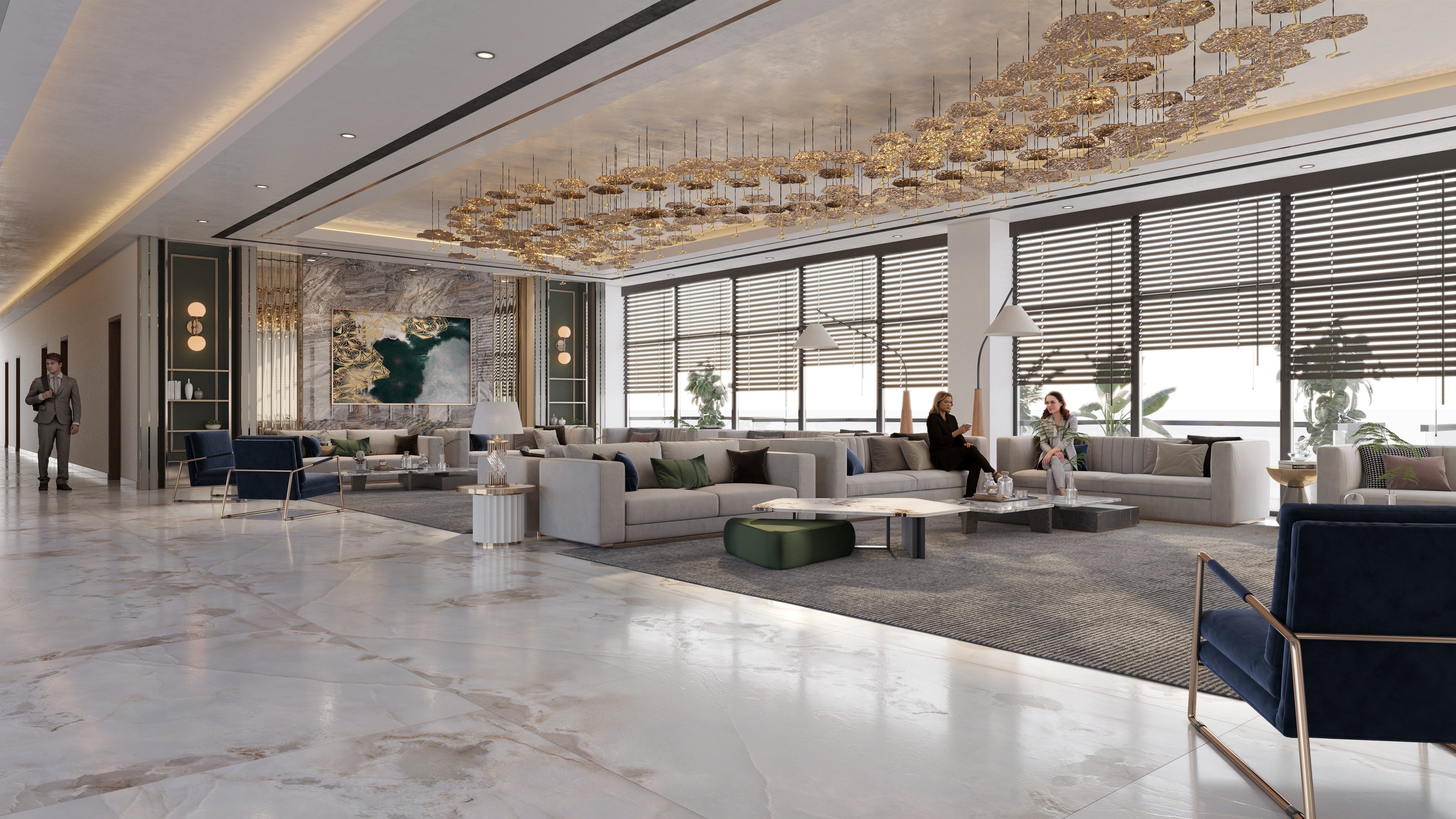 Aerocity Executive Lounge & Club Interior CGI — New Delhi — 3D Architectural Rendering in Delhi by SQUAREI Studio