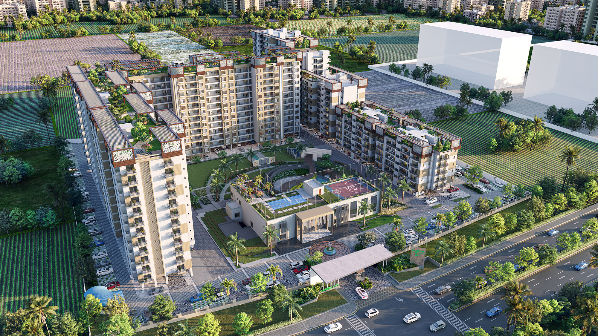 Unnati Group Luxury Residential Elevation — Jaipur — 3D Architectural Rendering in Jaipur by SQUAREI Studio