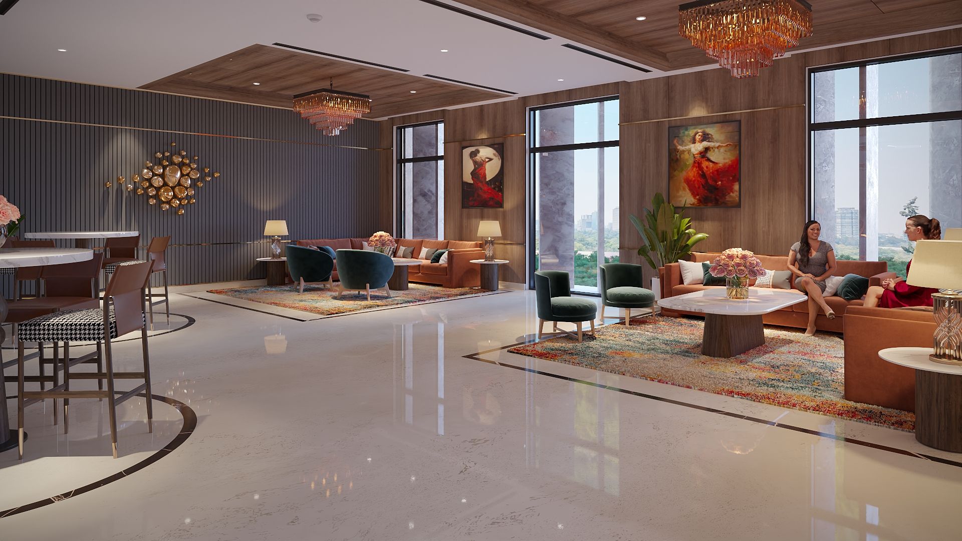 Palatial Villa Lounge & Banquet Area CGI — Shastri Nagar Jodhpur — 3D Architectural Rendering in Jodhpur by SQUAREI Studio