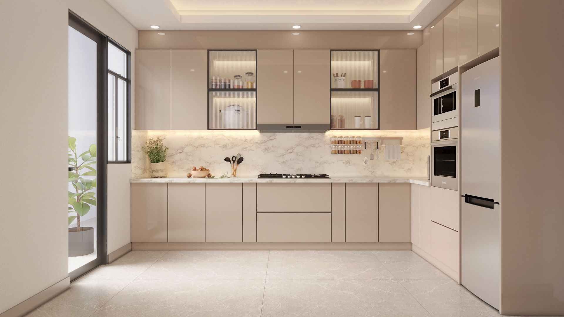 Italian Modular Kitchen & Penthouse Interior CGI — Golf Course Road — 3D Architectural Rendering in Gurgaon by SQUAREI Studio