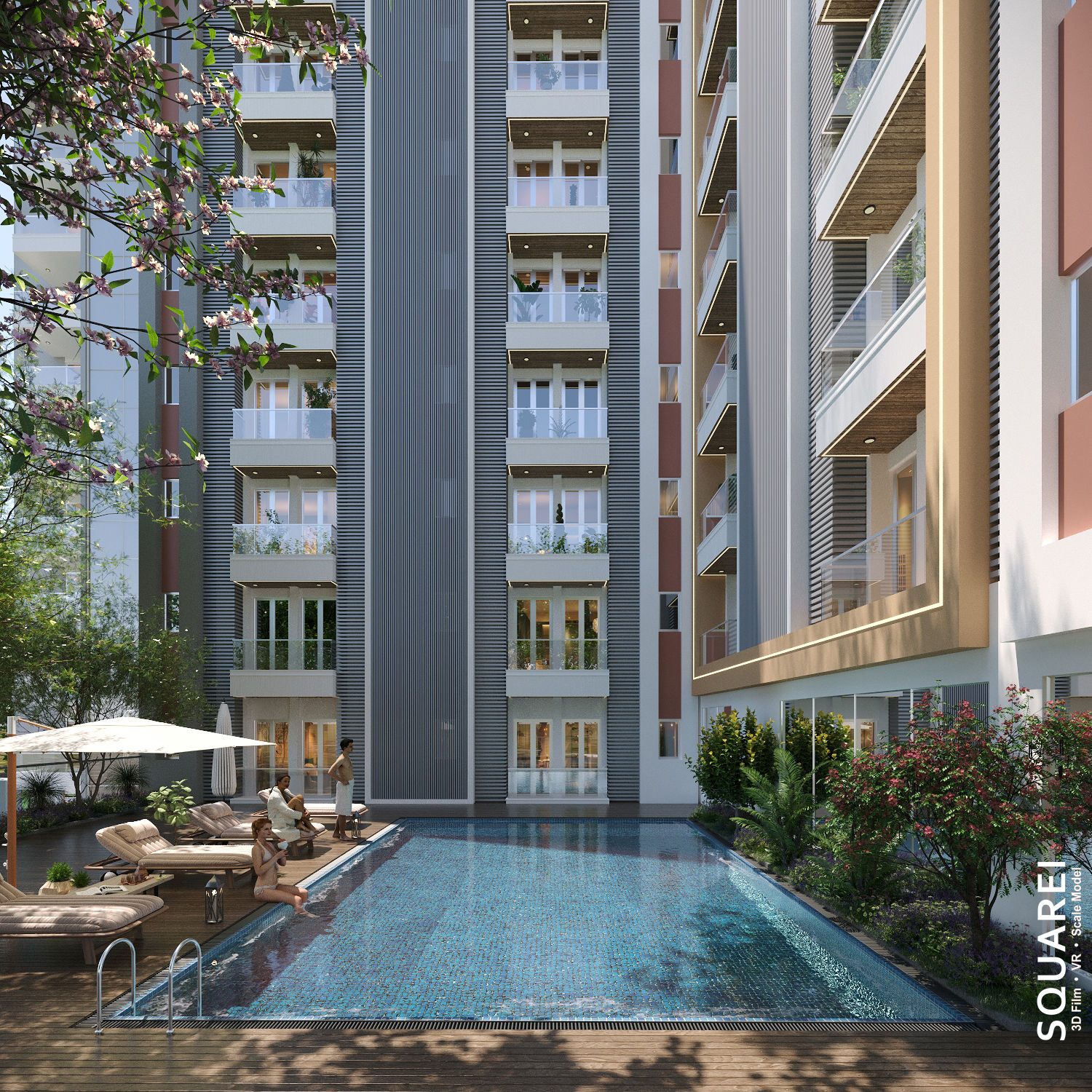 Infinity Pool & Sky Clubhouse CGI — Delhi NCR Luxury Tower — 3D Architectural Rendering in Delhi NCR by SQUAREI Studio