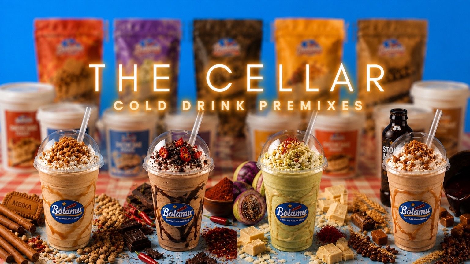 Bolamu cold drink premixes and prepared cold drinks