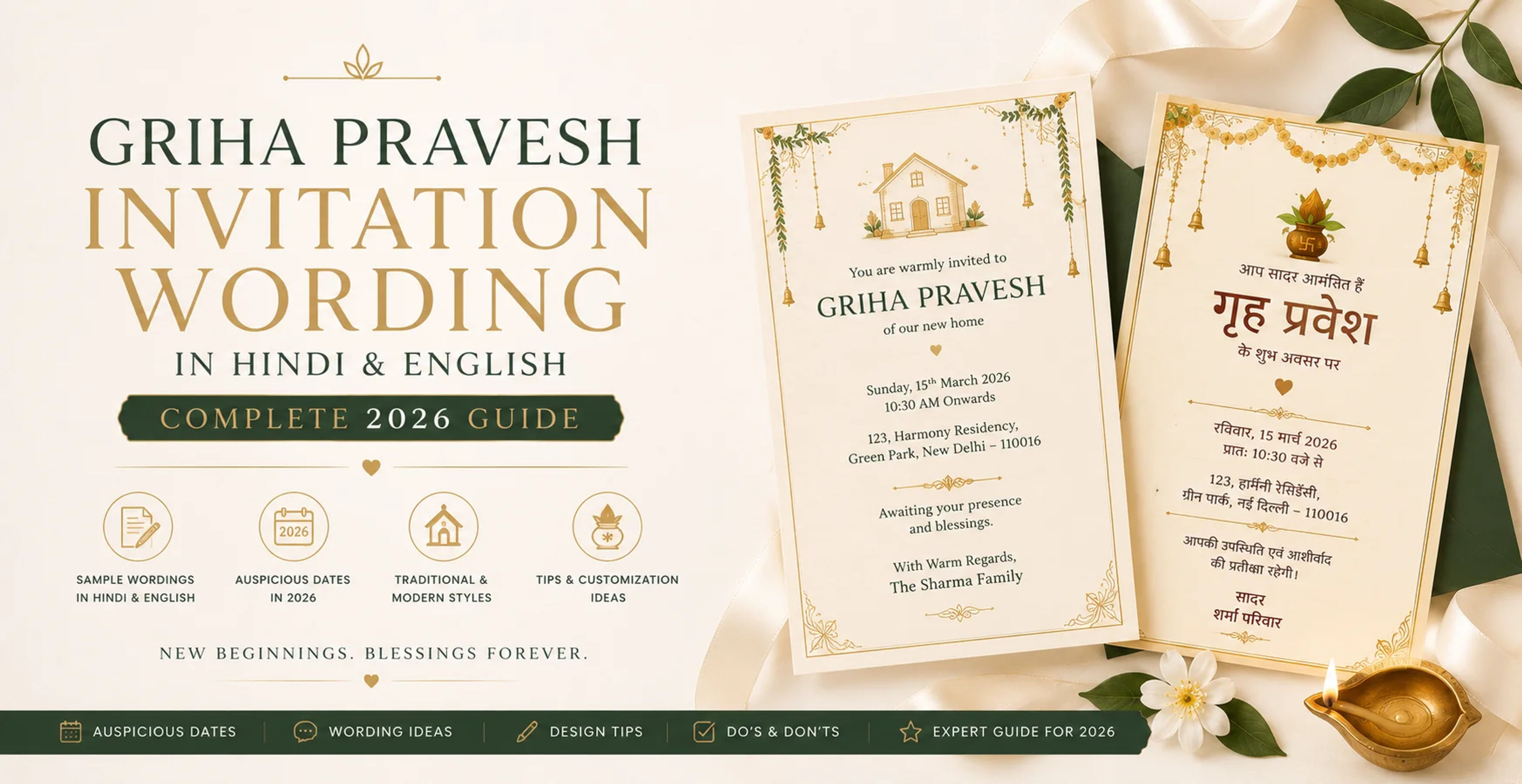 Griha Pravesh Invitation Wording in Hindi & English — Complete 2026 Guide