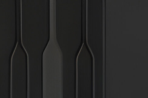 Black dual-upholstery seats with copper stitching