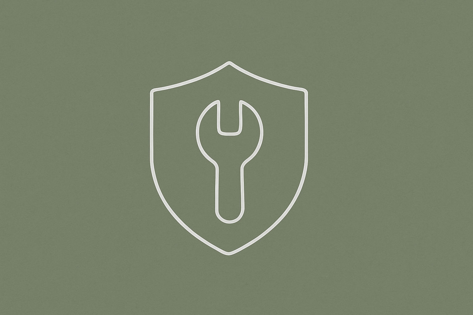 Maintenance & Warranty — sage-green tile with white line-art shield and wrench