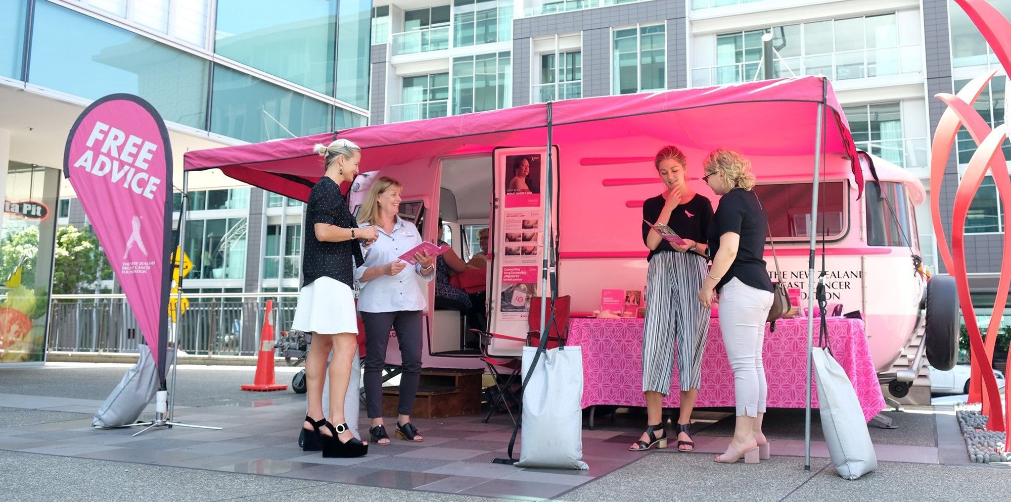 Breast Cancer Foundation NZ Pink Caravan at a community health event