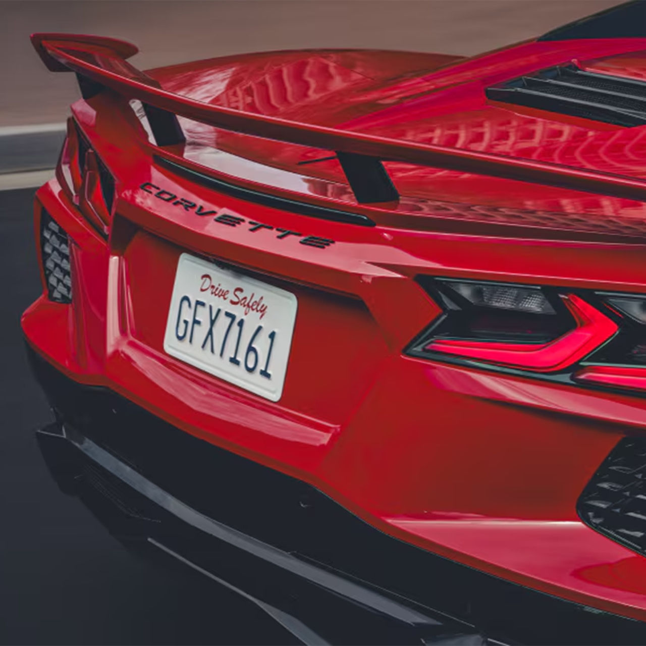 Rear of red corvette stingray