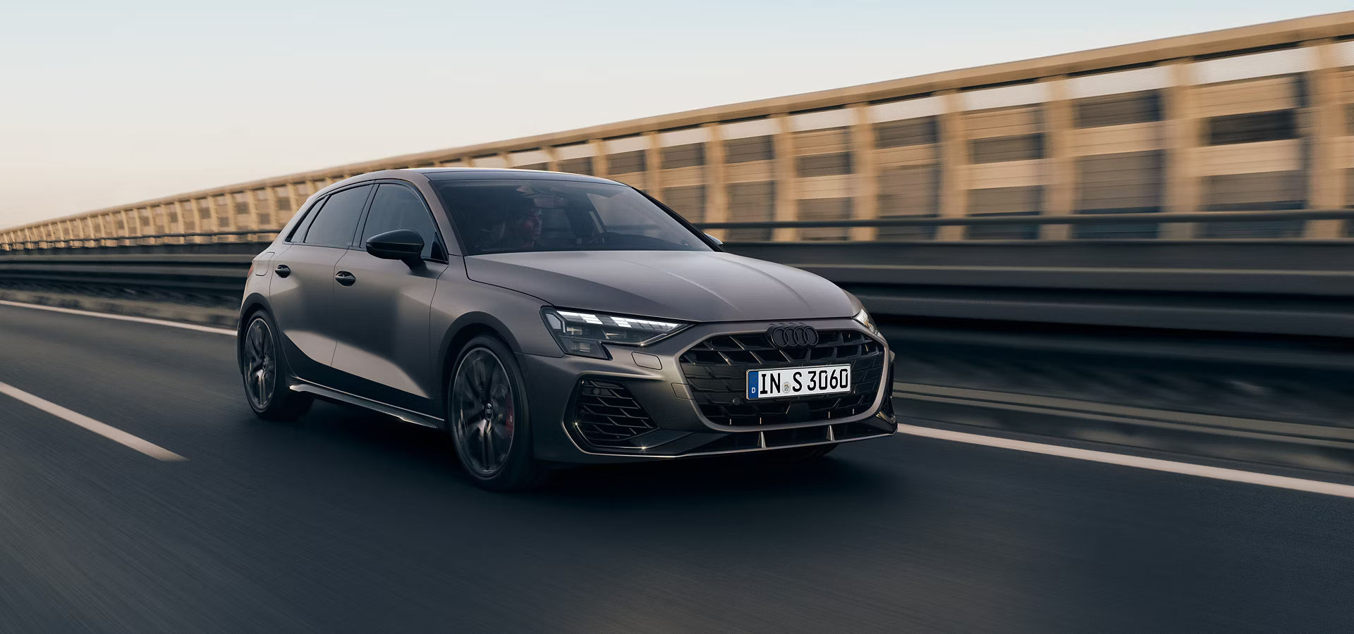 Grey Audi S3 driving
