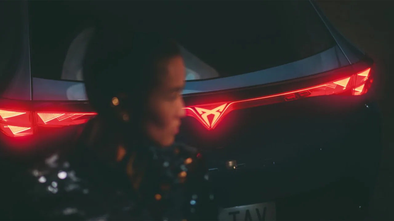 Glowing Cupra emblem