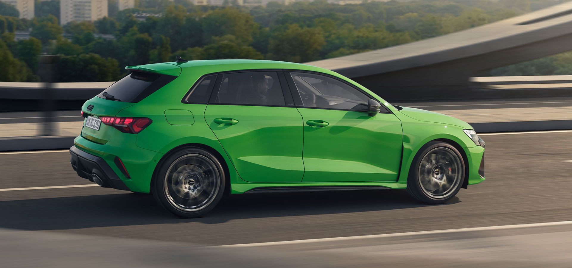 Green RS 3 Audi sports hatchback