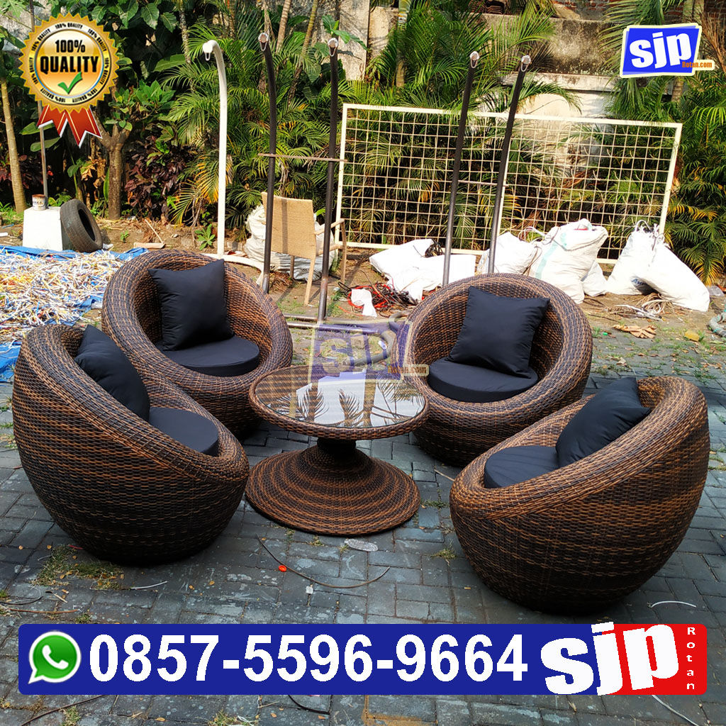 085755969664, sofa bulat rotan sintetis