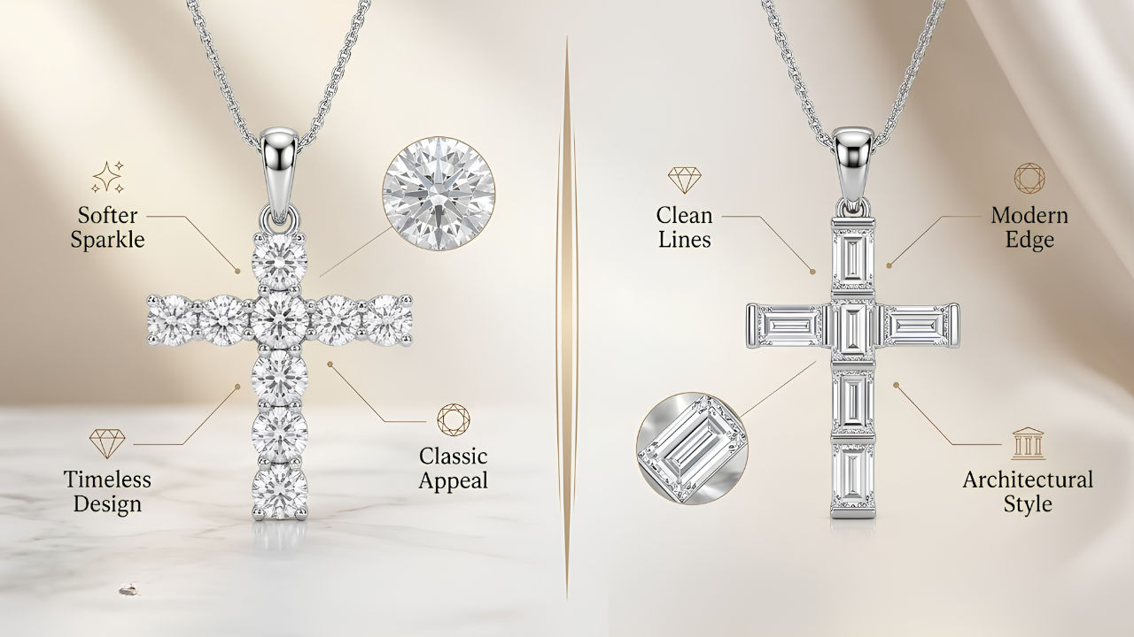 lab grown diamond cross pendants