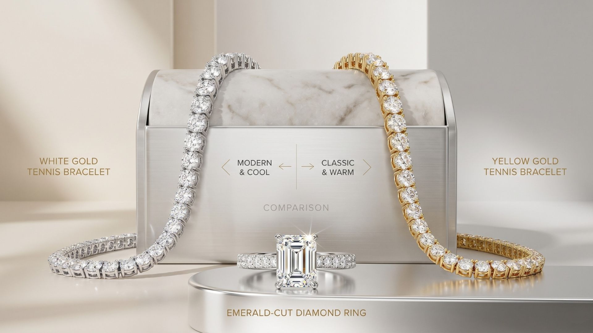 White Gold vs Yellow Gold Tennis Bracelet Comparison