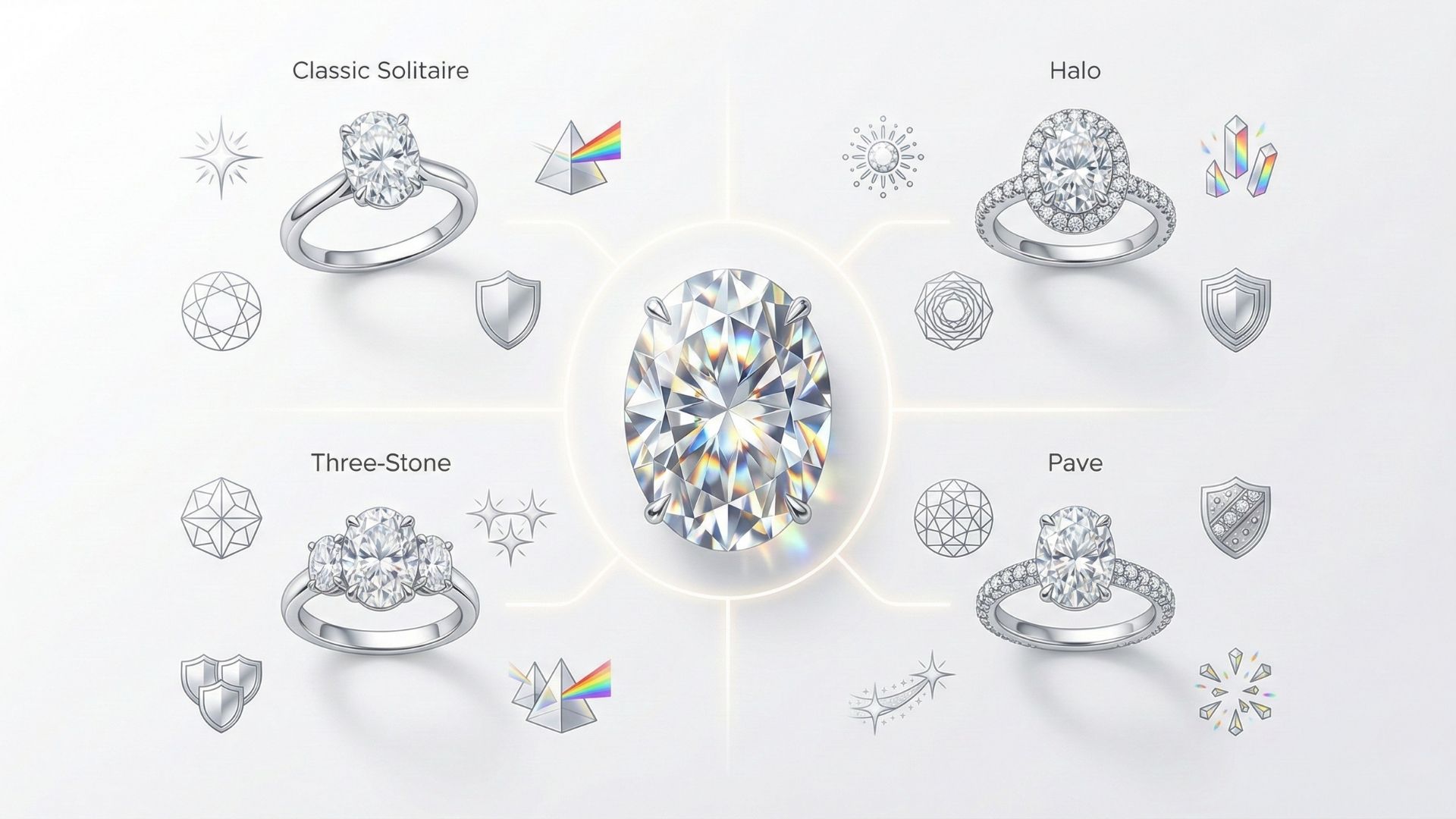 Types of Oval Engagement rings