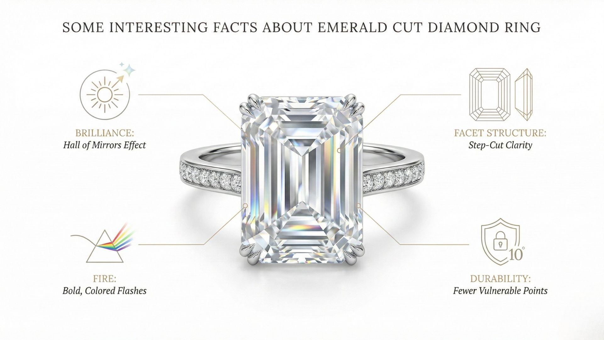 Some Facts emerald cut diamond ring