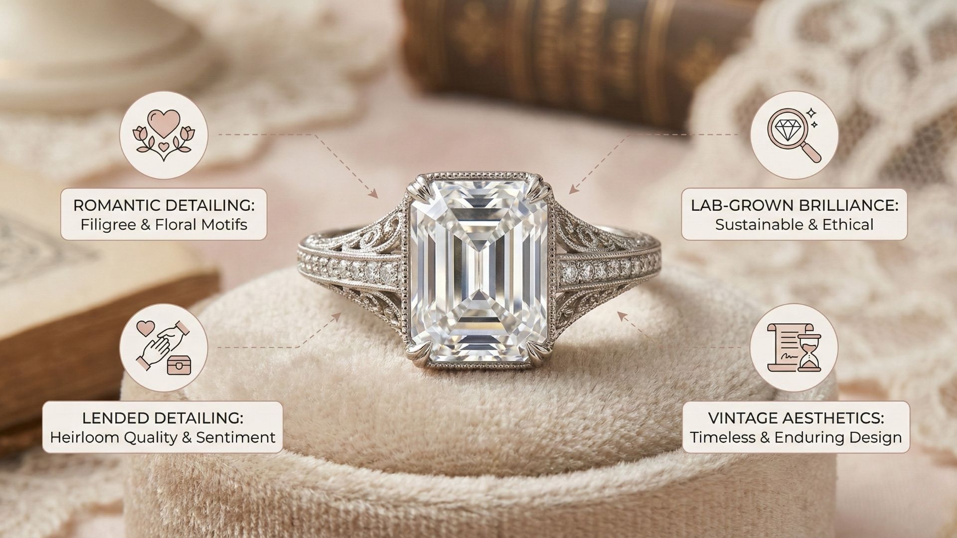 Vintage Radiant Cut Engagement Rings