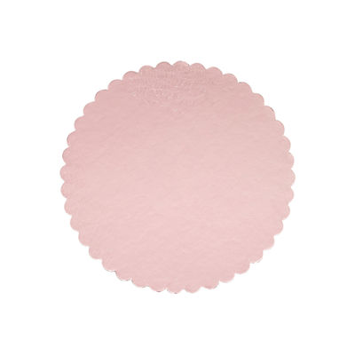 CAKE BOARD 8" ROUND WAVY PINK 5PCS