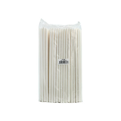 PAPER STRAW PLAIN WHITE 6X197MM 100PC