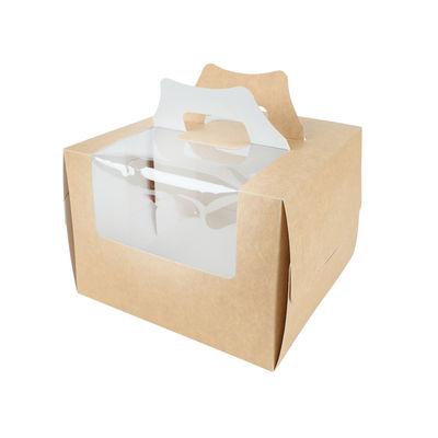 COATED KRAFT CAKE BOX WINDOW HANDLE 8X8X5.5" 5PC