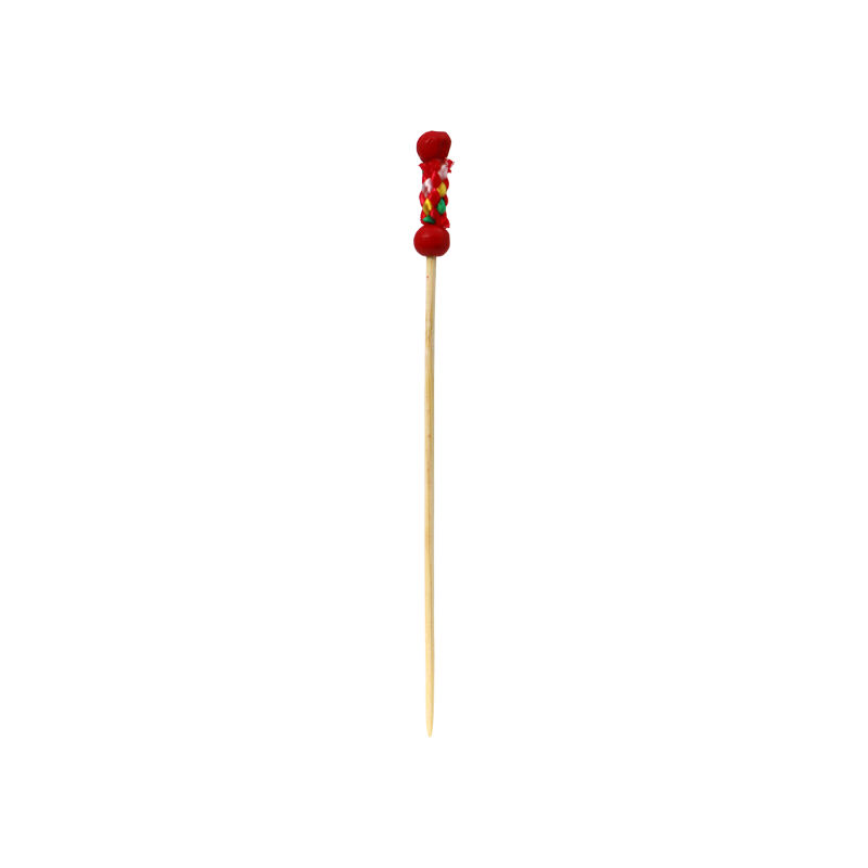 BAMBOO SKEWER RED BEADED 12CM 100PC image number 1