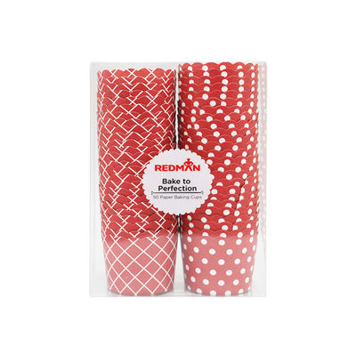 MUFFIN BAKING CASE SET 48X50MM RED 50PC