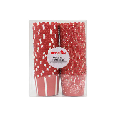 MUFFIN BAKING CASE SET 48X50MM XMAS RED 50PC