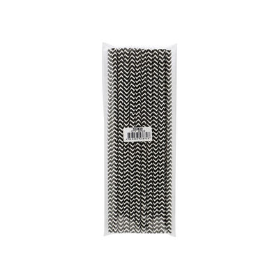 PAPER STRAW BLACK CHEVRON 6X197MM 20PC