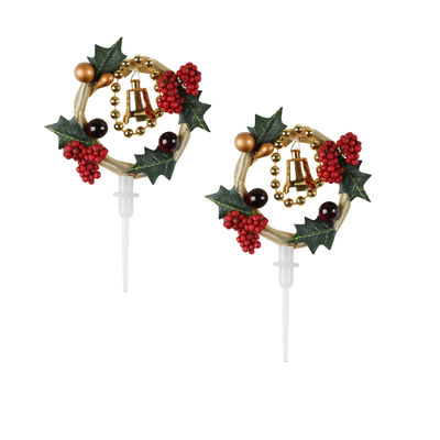 DECOR ON PICK X'MAS WREATH 10.5X6.5CM 124