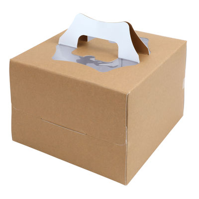 700GSM KRAFT CAKE BOX WINDOW HANDLE 8X8X5.5" 5PC