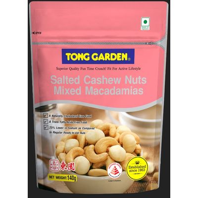 SALTED CASHEW NUTS MIXED MACADAMIAS 140G