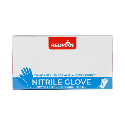 GLOVES NITRILE BLUE(POWDER FREE) L 100PC